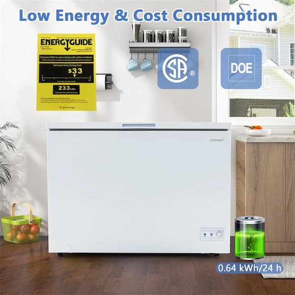Costway 44 in. 10 cu. ft. Manual Defrost Chest Freezer with