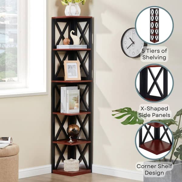 Convenience Concepts Oxford 65.5 in. H Cherry and Black MDF 5