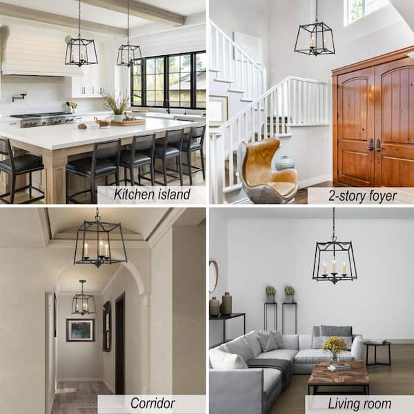 3-Light 14.6 in. Modern Farmhouse Black and Gold Dining Room Pendant Light, Transitional Kitchen Island Ceiling Light