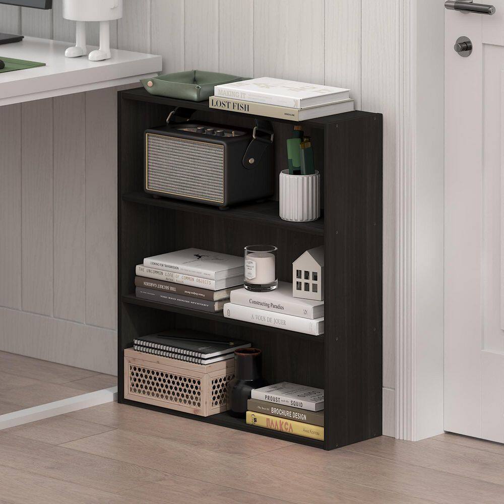 Basic 26.42 in. Tall Espresso Wood 3-Shelf Bookcase price history on PriceWatchPro