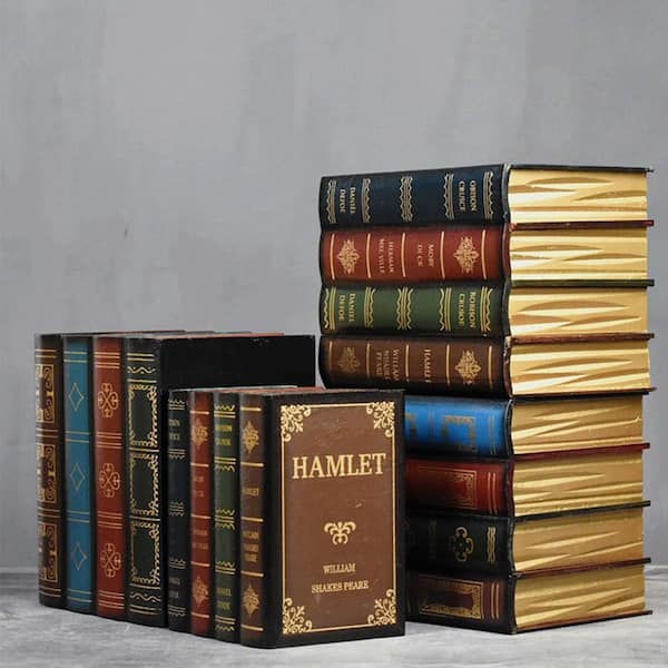 Wooden Antique Book Box Set (2-Pack, Style B)-Vintage Storage