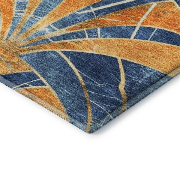 Mayfield Premium Machine Washable Abstract AMF2178 Blue 8 ft. x 10 ft. Area Rug