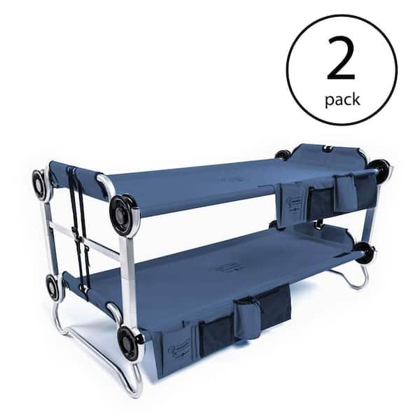 Disc-O-Bed Youth Benchable Camping Cot with Organizers, Navy Blue (2-Pack)