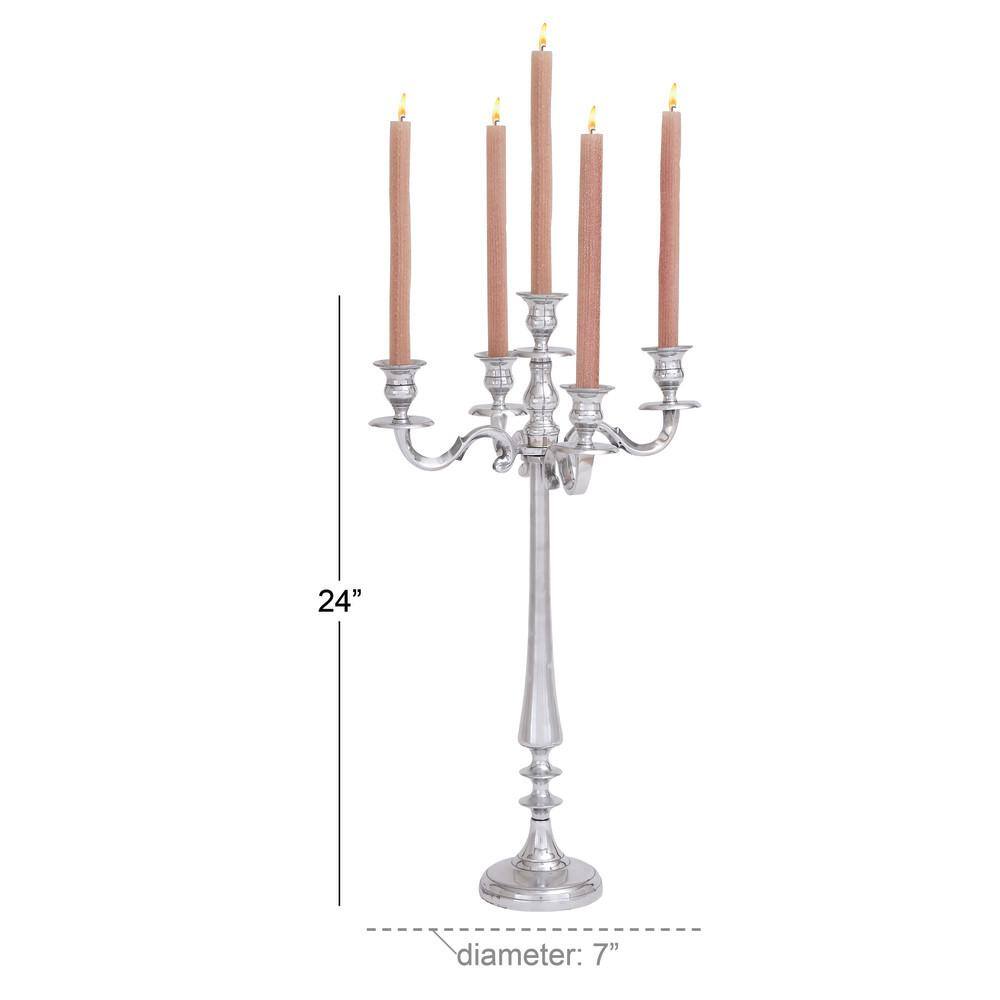 Tall Silver Aluminum 5-Holder Traditional Candelabra