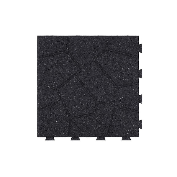 15 in. x 16 in. x 5/8 in. Black Stone SmartLoc Rubber Paver (75-Pack)