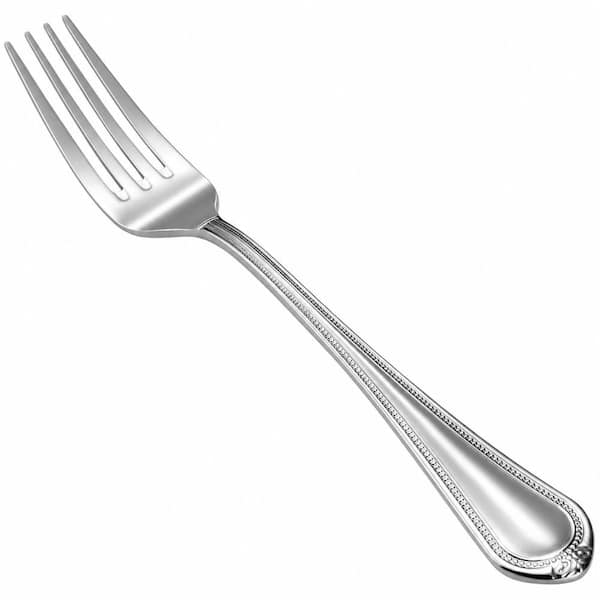 Silver Pearl Edge 18/10 Stainless Steel 8 in. Mirror-Finish Dinner Fork Set Dishwasher Safe (Set of 4)
