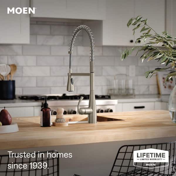 Essie Single-Handle Pre-Rinse Spring Pulldown Sprayer Kitchen Faucet with Power Clean in Spot Resist Stainless