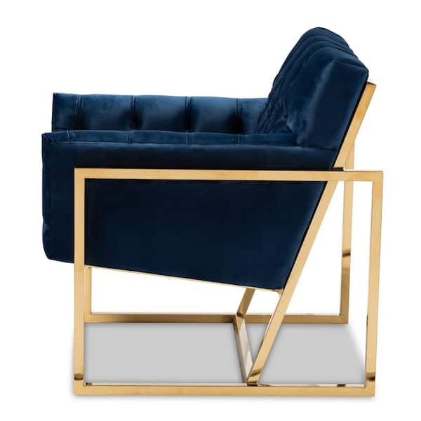 Baxton Studio Milano Navy Velvet Lounge Chair 151 9263 HD The