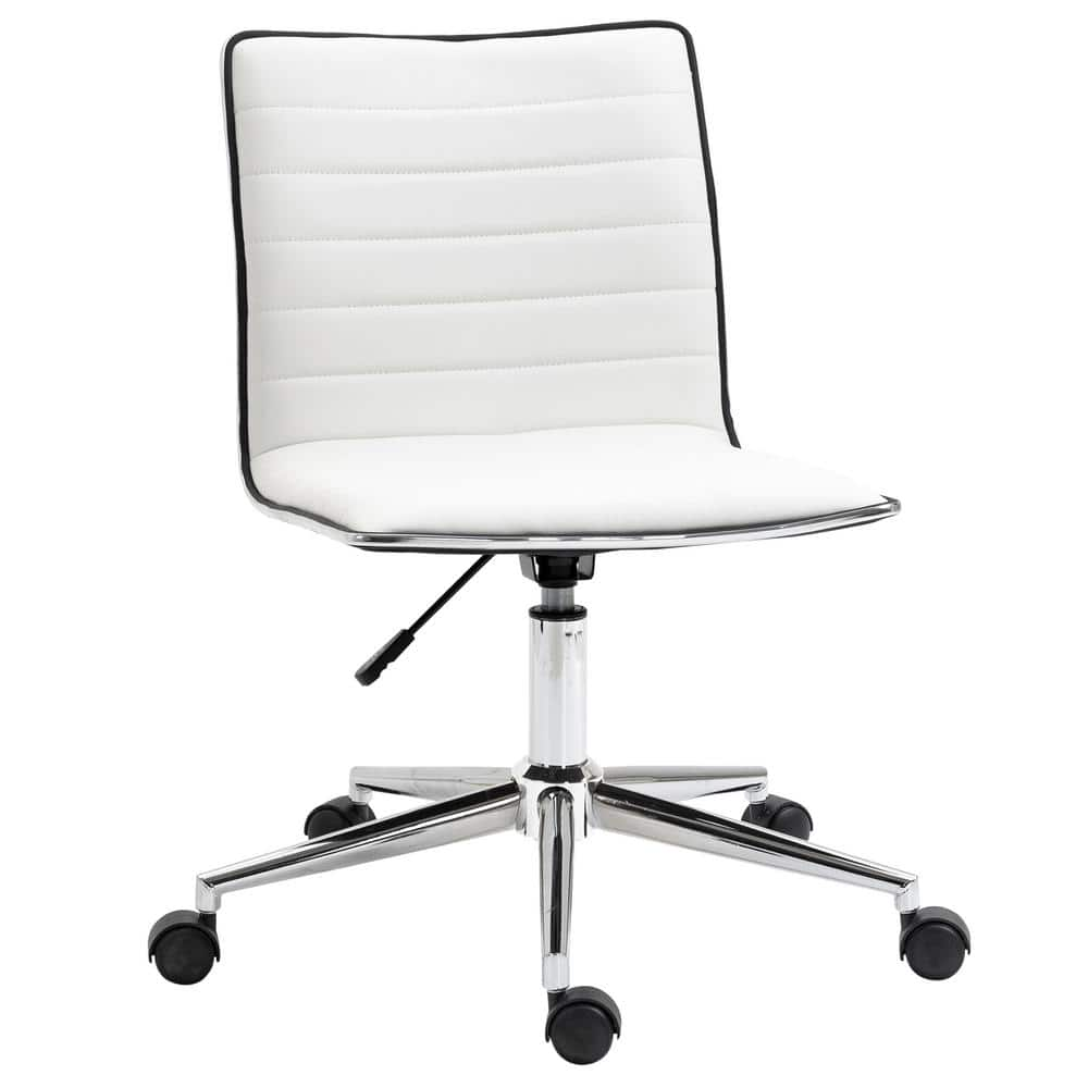 Vinsetto White Mid Back Armless Office Chair Task Chair With PU   White Vinsetto Task Chairs 921 412wt 64 1000 