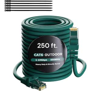 250 ft. Gold Plated Cat 6 Outdoor Heavy Duty Waterproof RJ45 High Speed Ethernet Cable-Green