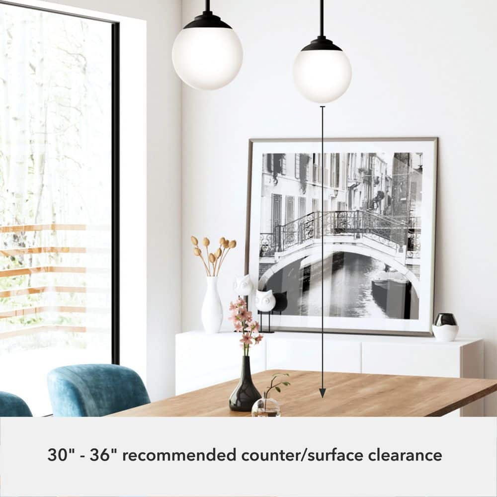 Matte Black and White Glass Globe Mini Pendant Light