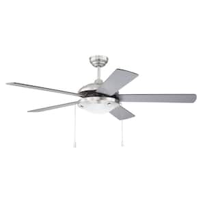 Nikia 52 in. Indoor Brushed Polished Nickel Dual Mount 3-Speed Reversible Motor Finish Ceiling Fan w/Light Kit Included