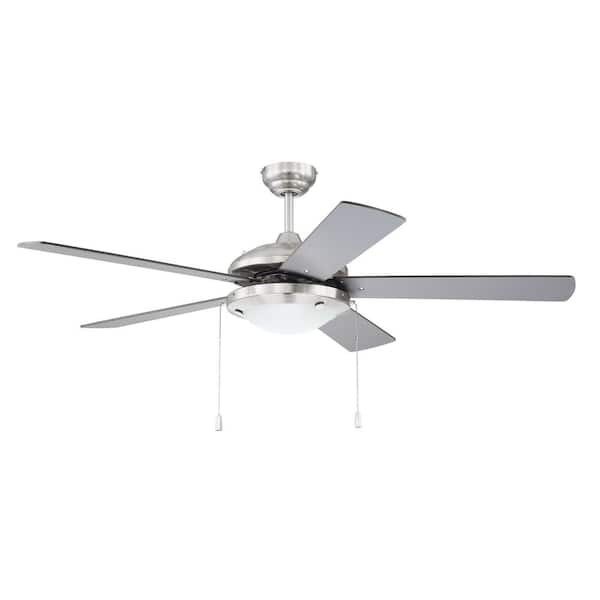 CRAFTMADE Nikia 52 in. Indoor Brushed Polished Nickel Dual Mount 3-Speed Reversible Motor Finish Ceiling Fan w/Light Kit Included