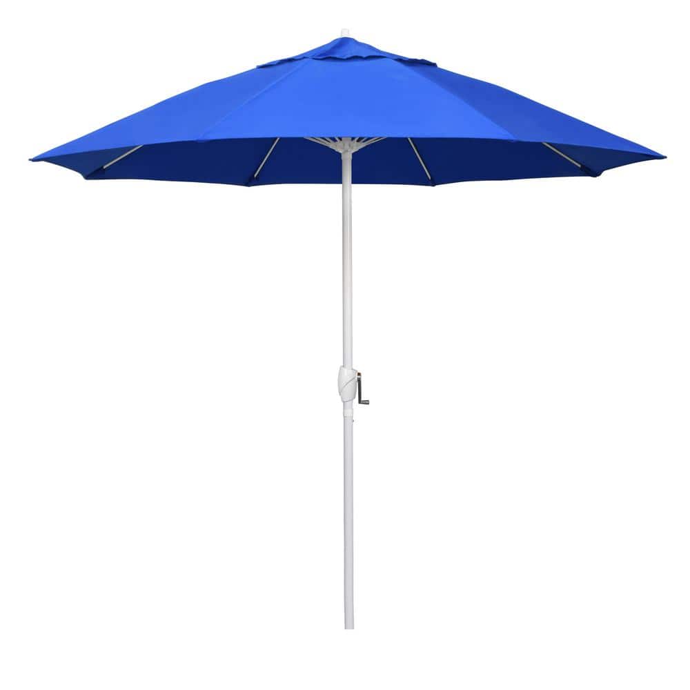 9 ft. Matted White Aluminum Market Patio Umbrella Fiberglass Ribs and Auto Tilt in Pacific Blue Sunbrella price history on PriceWatchPro