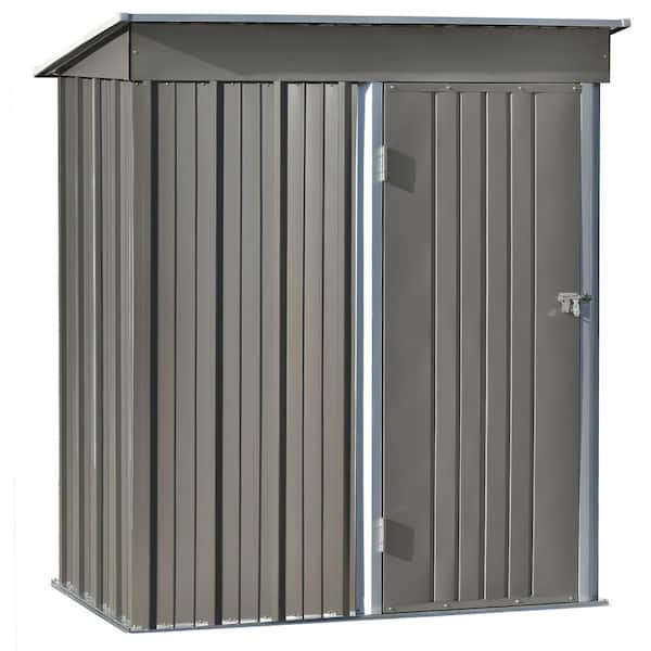 Unbranded 3 ft. W x 5 ft. D Metal Lean-to Storage Shed in Gray with Lockable Door (14.4 sq. ft.)