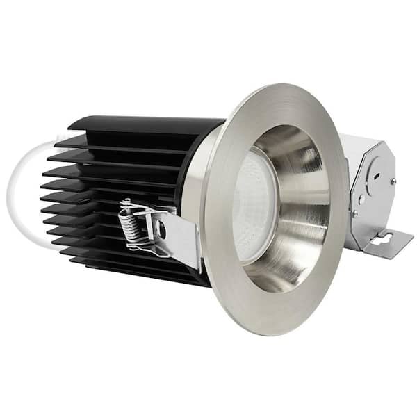 4 in. Integrated LED Trimless Regressed Spotlight with Round Brushed Nickel Trim, 5CCT, 60º, 22W, 1700LM, Dimmable