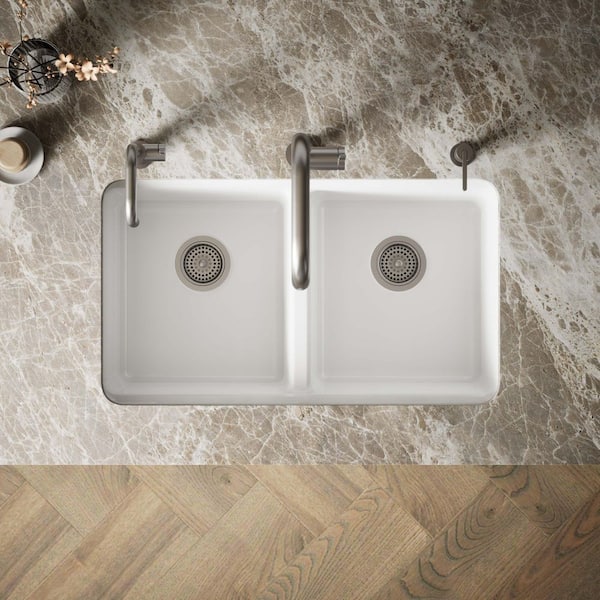 KOHLER Riverby Workstation Undermount Cast Iron 33 in. 5-Hole