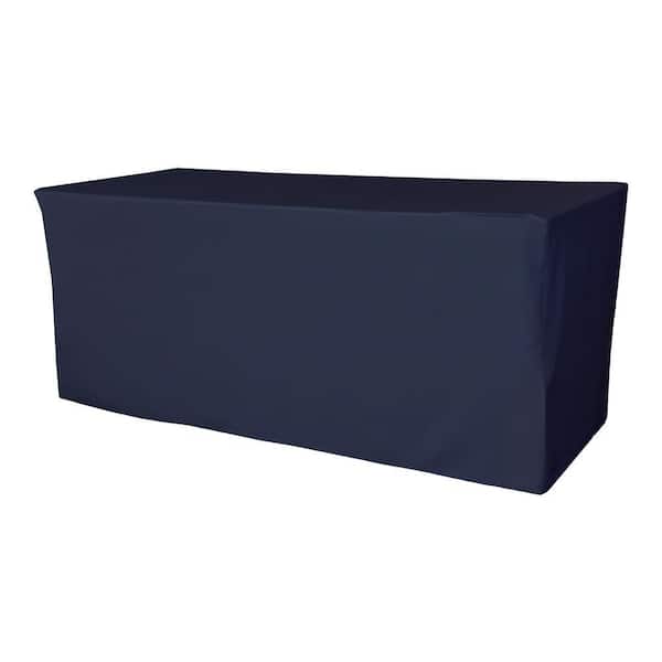 72 in. L x 24 in. W x 30 in. H Navy Blue Polyester Poplin Fitted Tablecloth