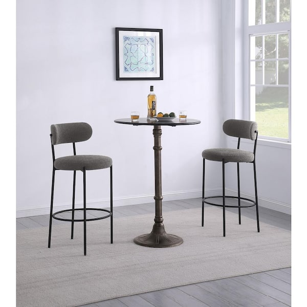 Viola 30 in. Black Open Back Metal Bar Stool with Fabric Seat (Set of 2)