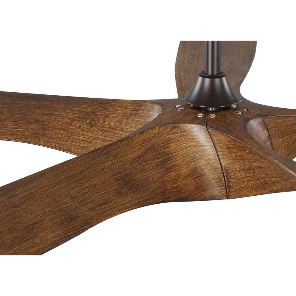 60'' Koa Woodgrain Smart Ceiling Fan with LED Light