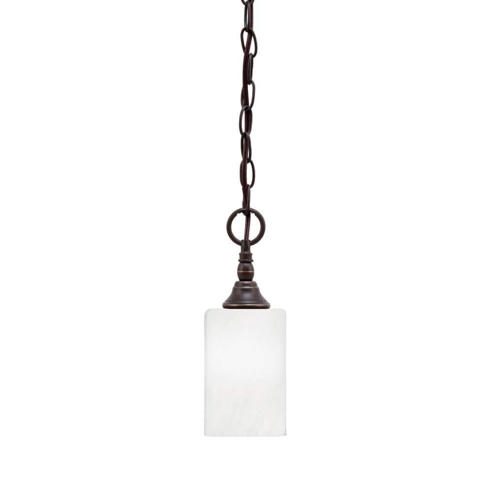 Elva 100-Watt 1_light Dark Granite Shaded Pendant Light with 4 in. White Ma