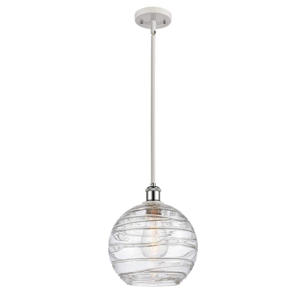 Innovations Athens Deco Swirl 1-Light White and Polished Chrome Globe Pendant Light with Clear Deco Swirl Glass Shade