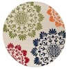 Tayse Rugs Oasis Floral Multi-Color 8 ft. Round Indoor/Outdoor Area Rug ...