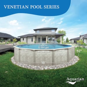 Khaki Venetian 52 in. Deep Round 18 ft. Hard Side Above Ground Swimming Pool Package