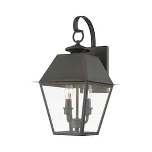 Helmsdale 16.5 in. 2-Light Charcoal Outdoor Hardwired Wall Lantern Sconce with No Bulbs Included