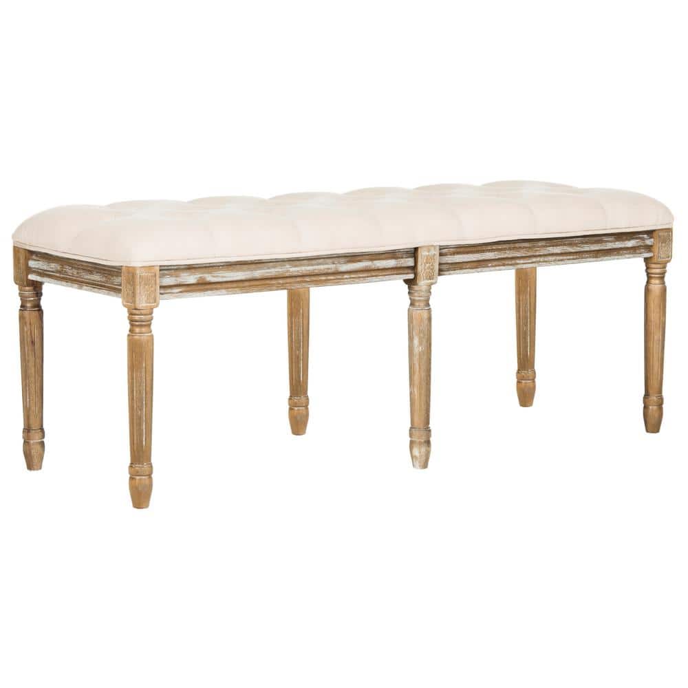 Rocha 47'' Beige and Brown Tufted Wood Storage Bench