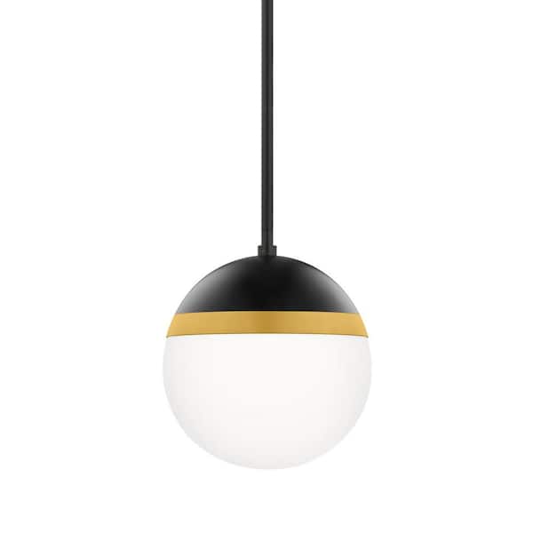 1-Light Pipit Matte Black Globe Integrated LED Pendant Light