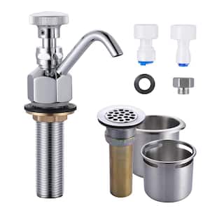 Single Handle Deck Mount Brass Standard Kitchen Faucet 0.4 GPM Dipper Well Faucet and Bowl Set in Polished Chrome
