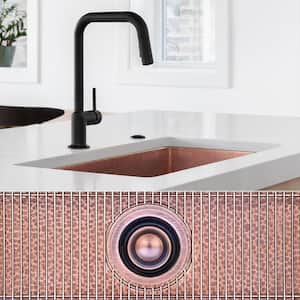 Luxury 24 in. Drop-In or Undermount Single Bowl 12-Gauge Medium Patina Copper Kitchen Sink with Grid and Disposal Flange