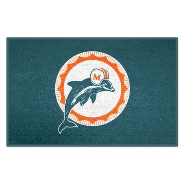 FANMATS Teal 1 ft. 7 in. x 2 ft. 6 in. Miami Dolphins Vintage Starter Mat Area Rug