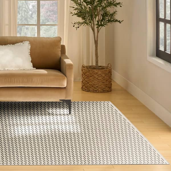 Nordic Ivory Black 8 ft. x 10 ft. All-over design Contemporary Area Rug