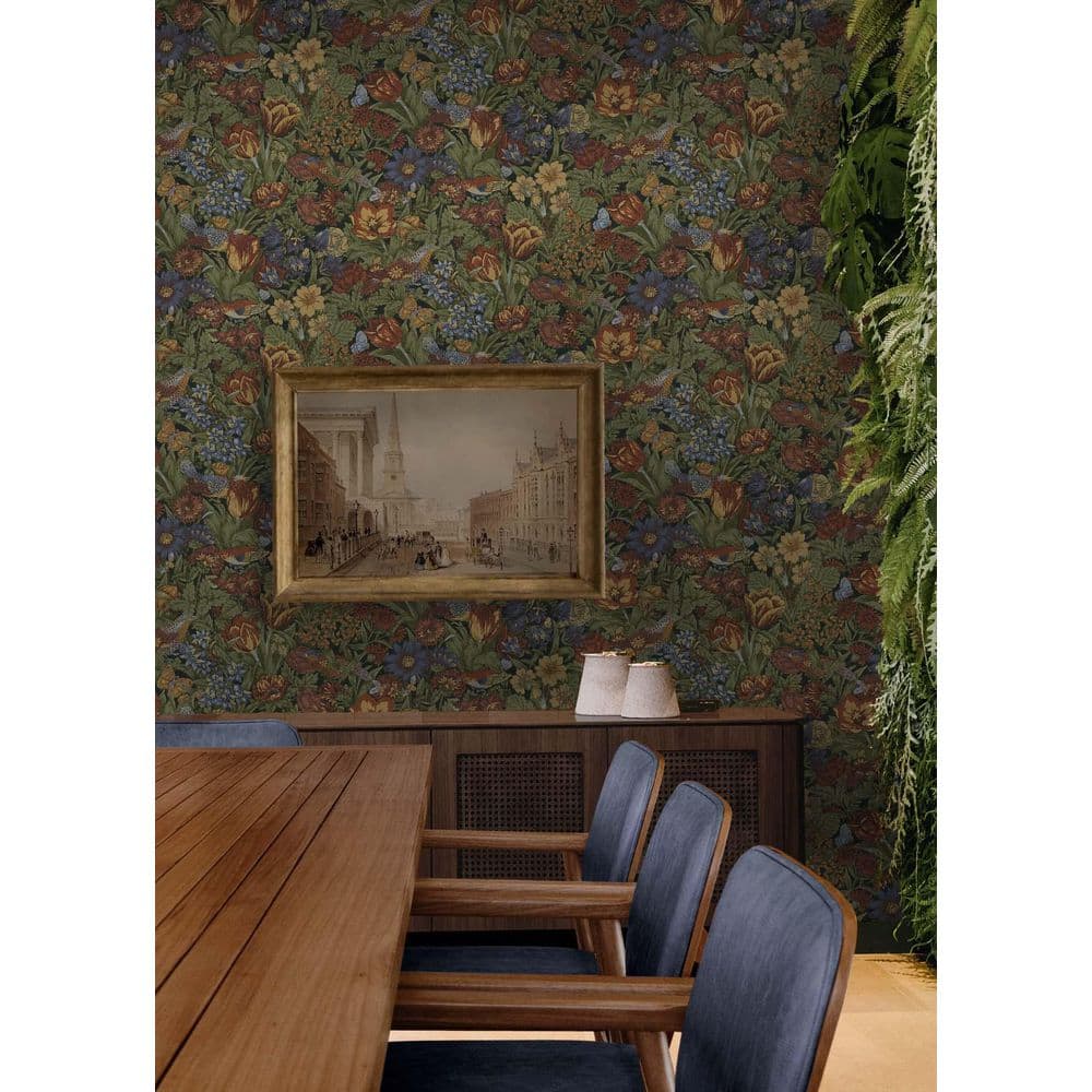 Colorful Floral and Bird Print Self-Adhesive Wallpaper