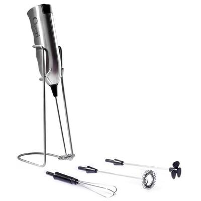 Deluxe Stainless Steel Handheld Milk Frother with Stand and 4 Attachments