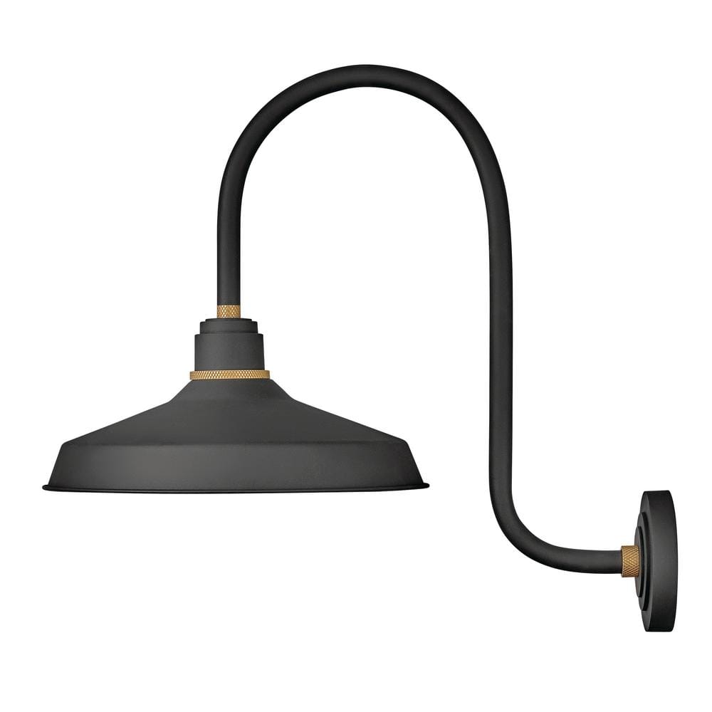 Textured Black Aluminum Outdoor Gooseneck Barn Light