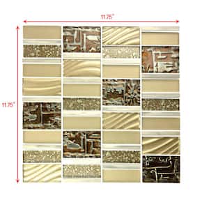 Imperial Golden Expression Decorative Mosaic 12 in. x 12 in. Glass & Aluminum Metal Wall Tile (1 Sheet/1 Sq. Ft.)