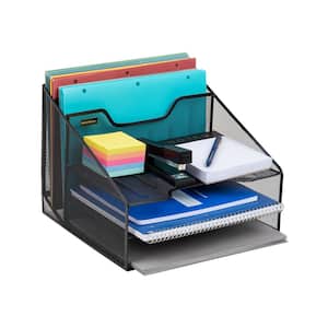 12.5 in. L x 11.5 in. W x 9.5 in. H File Organizer Desk Organizer Paper Tray Metal, Black