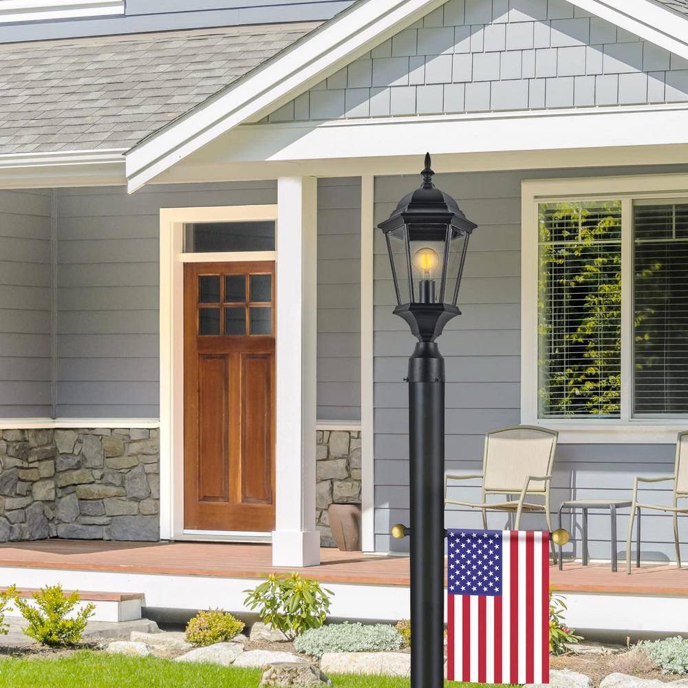 80-Inch Bronze Powder Coated Outdoor Lamp Post with Cross Arm
