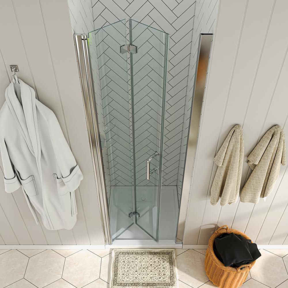 Chrome Frameless Bi-Fold Shower Door with Clear Glass