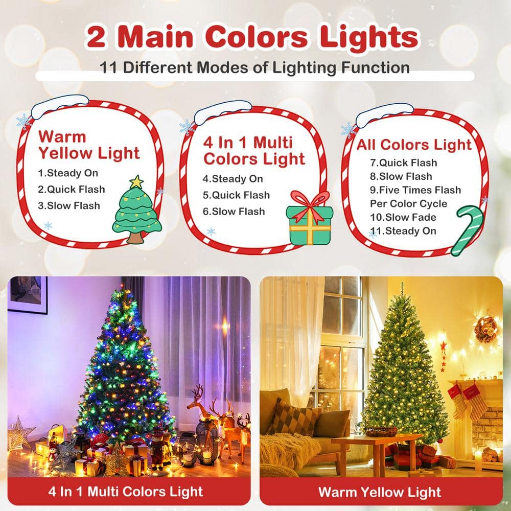 6 FT Pre-Lit Multicolor LED Artificial Christmas Tree with Metal Stand