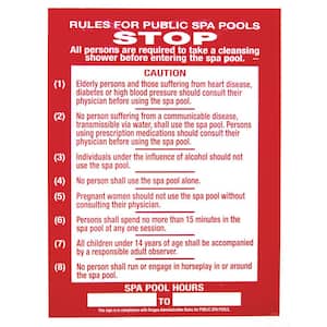 Residential or Commercial Swimming Pool and Spa Signs - Oregon Compliant, Rules for Public Spa