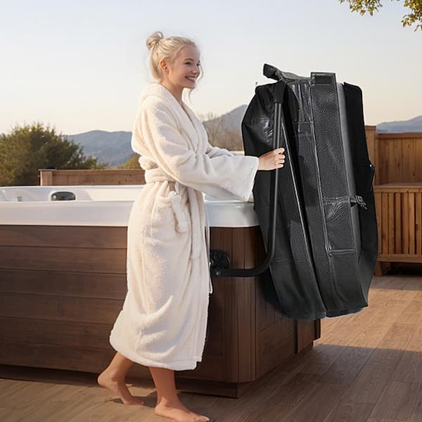 Hot tub Cover Lift Spa Cover Lift Bidet Seat for adults Bowl/Seat Shape Non- Electric Waterless Toilet in Black