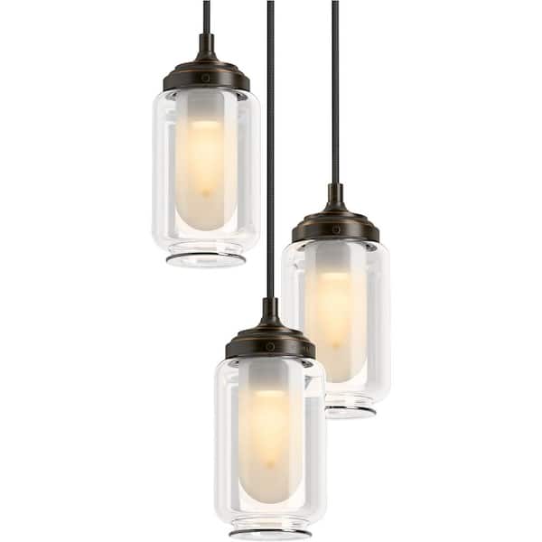 KOHLER Artifacts 3 Light Pendant Lighting Fixture for Kitchen Island, Polished Nickel, 10' Adjustable Cord Length