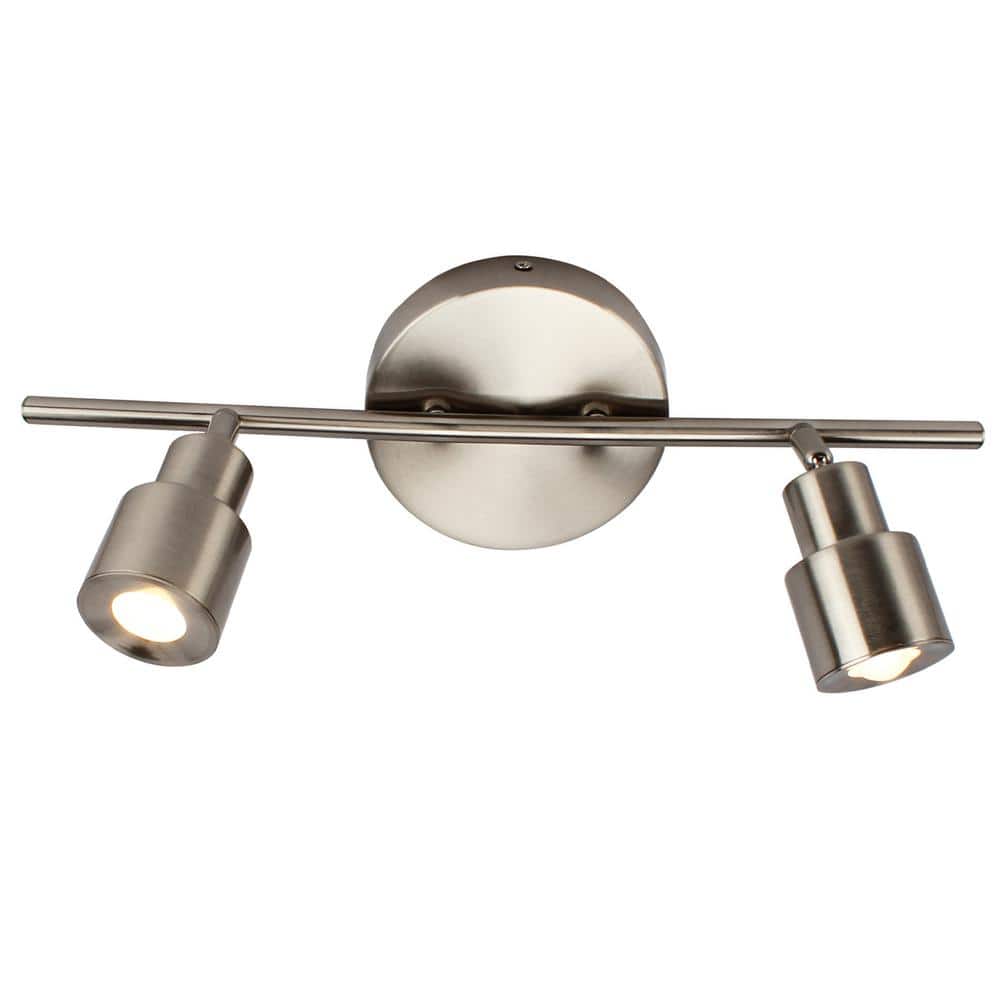 6 in. 2-Light Brushed Nickel Integrated LED Flush Mount Ceiling and Wall Li