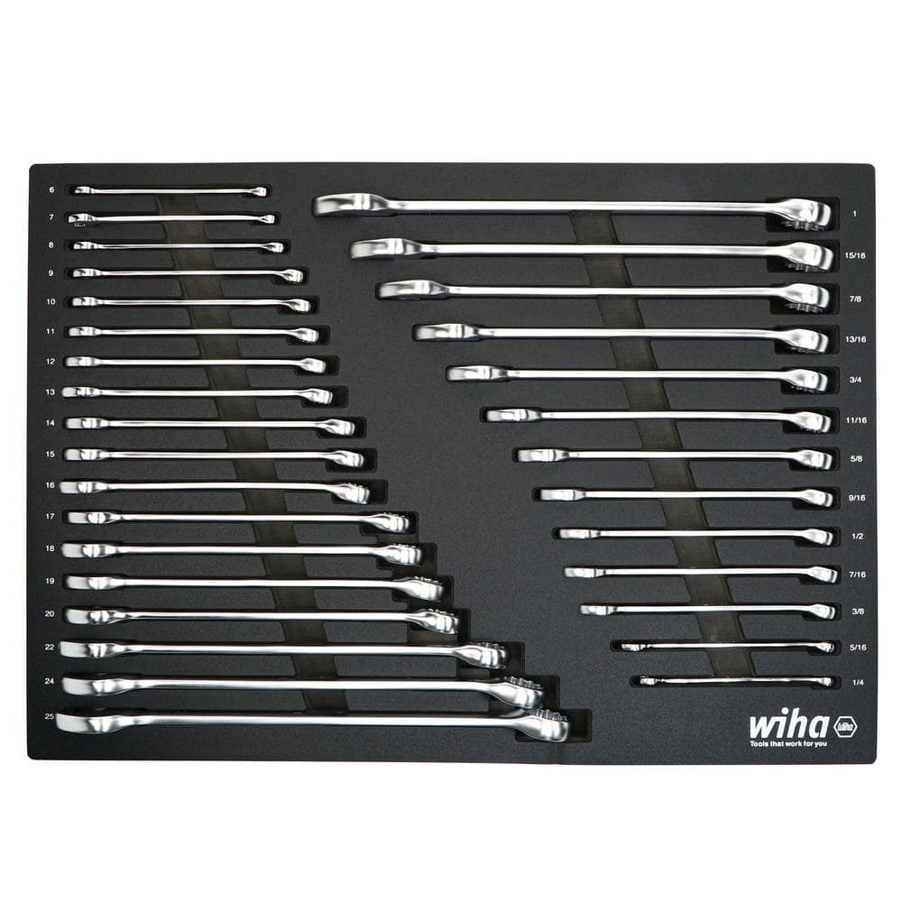 Wiha 31Piece Combination Wrench Tray Set SAE and Metric 30492 The