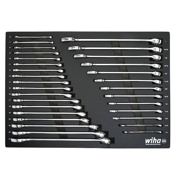 Wiha 31-Piece Combination Wrench Tray Set - SAE and Metric