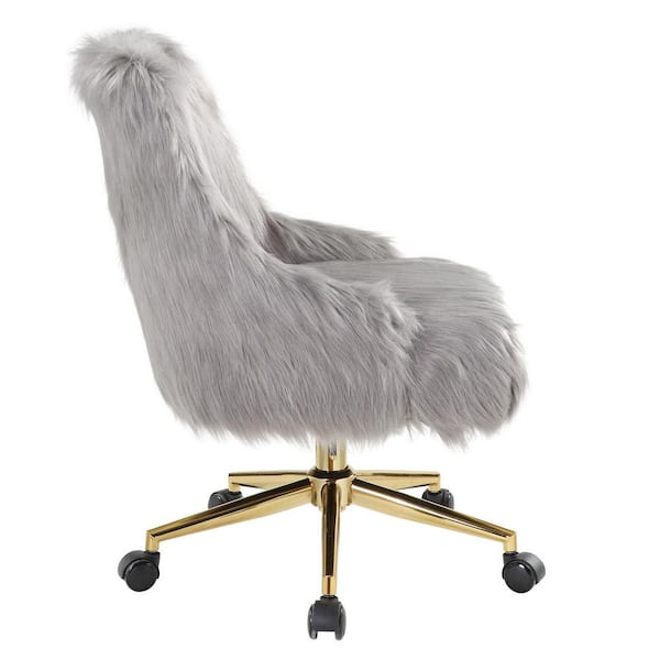 Gray fluffy desk discount chair